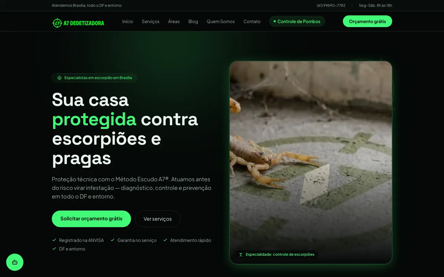 A7 Dedetizadora: site no computador