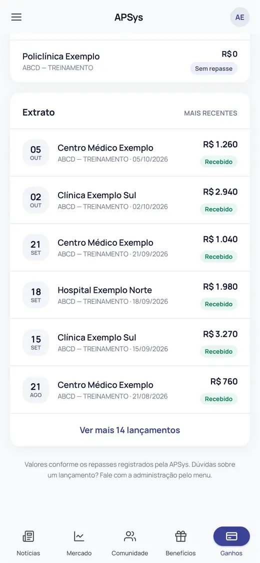 Extrato de repasses