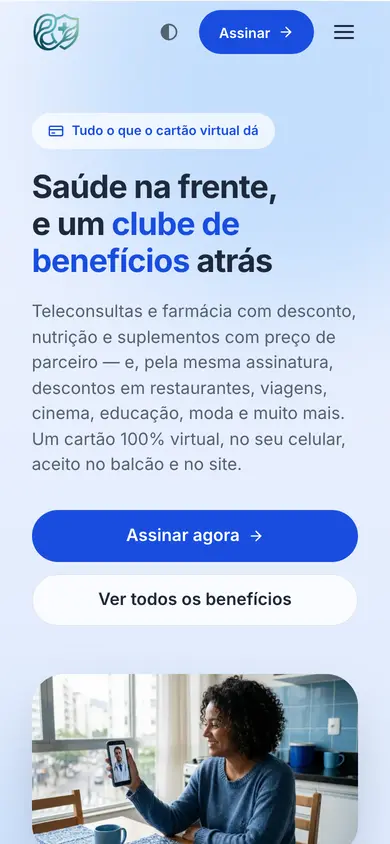 Site Essencial Saúde Card no celular