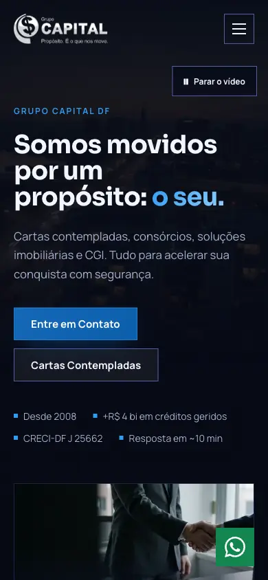 Site Grupo Capital DF no celular