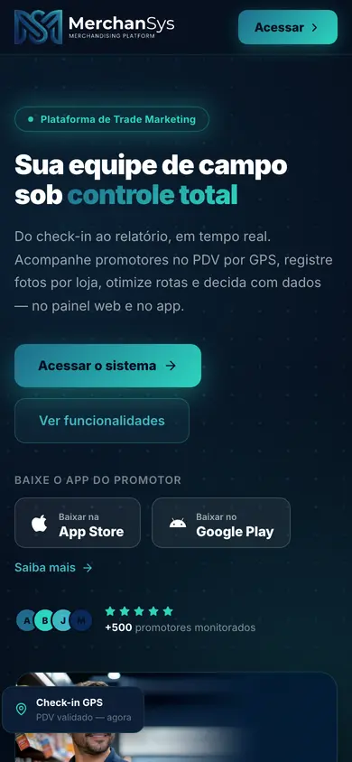 Site MerchanSys no celular