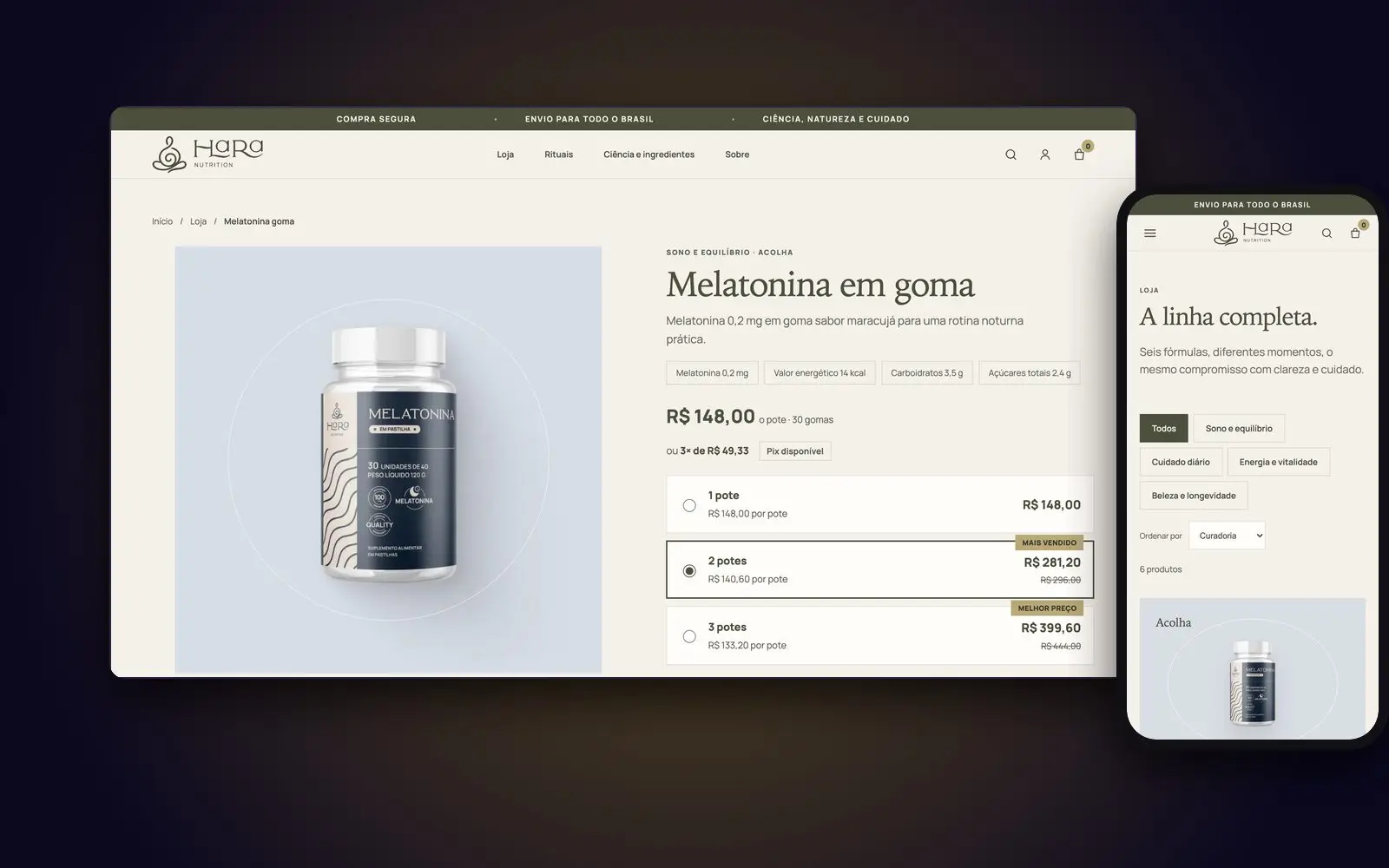 Loja que vende e emite a nota sozinha: trabalho real de Hara Nutrition