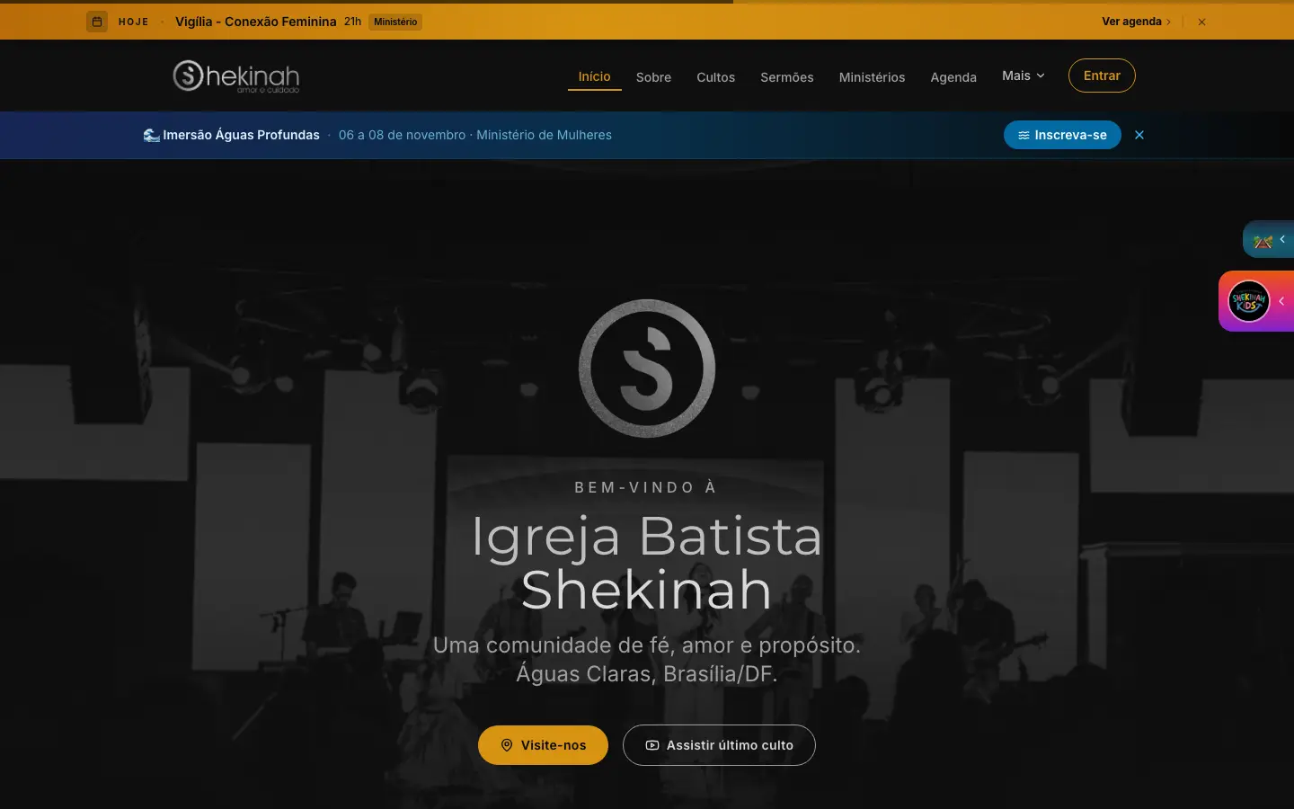Igreja Batista Shekinah: site no computador