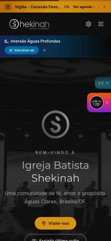 Site Igreja Batista Shekinah no celular